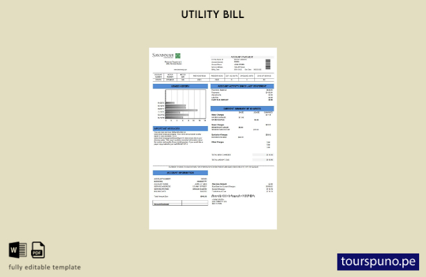 Plantilla de factura de servicios públicos lista para imprimir de EE. UU. Georgi